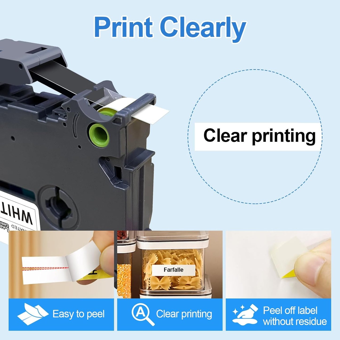 Label Orison TZe-131 Label Maker Tape Clear, Replacement for Brother P-Touch Label Tape Tz Tapes 12mm 0.47 Laminated for PT-D210 PT-D220 PT-H110, Black on Clear, 1/2''(12mm) x 26.2'(8m), 2PK