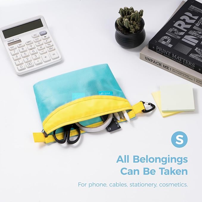 pack all Water-resistant Material Zipper Pouch, Mesh Zipper Bag for Storage, Travel, Office (Small, Blue)