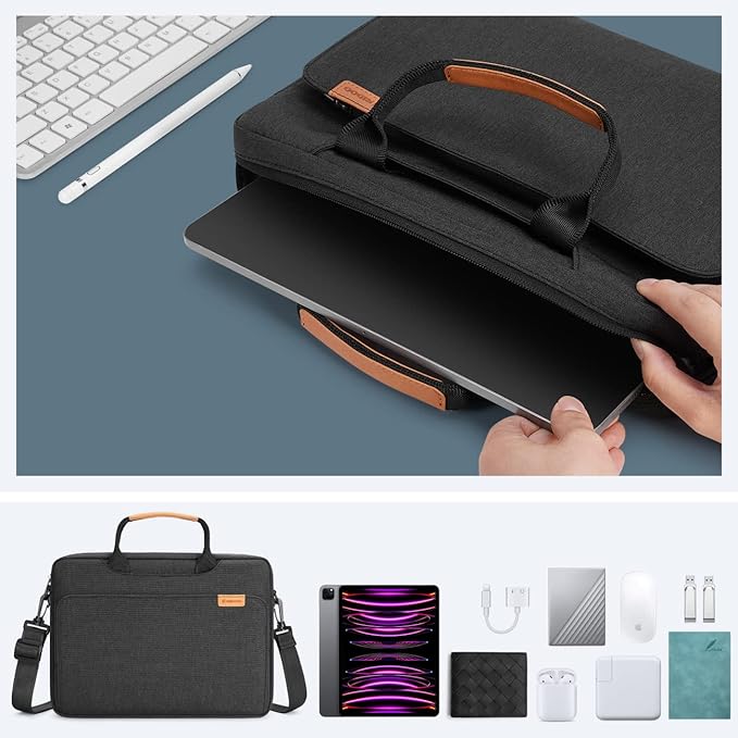 NIDOO Laptop Sleeve Shoulder Bag for 12.9" iPad Pro M1 M2 2022/13" 13.6" MacBook Air M2 / 13 MacBook Pro M2 M1 / Surface Pro X 8 9 7+, Briefcase Handbag for 13.4" Dell XPS 13 Plus / 12.4" Galaxy Tab