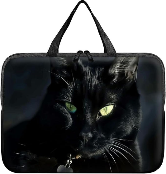 Universal Laptop Sleeve Tablet Case 12 inch, Black Cat Slim Carrying Case Durable Handbag Travel Laptop Bag for Surface Pro 9 8 7/Laptop Go 2 3, MacBook Air 11/12