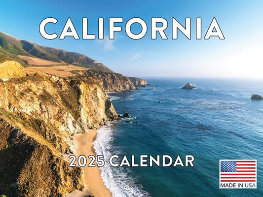 California Calendar 2025 Monthly Wall Calender 12 Month | American Made In The USA