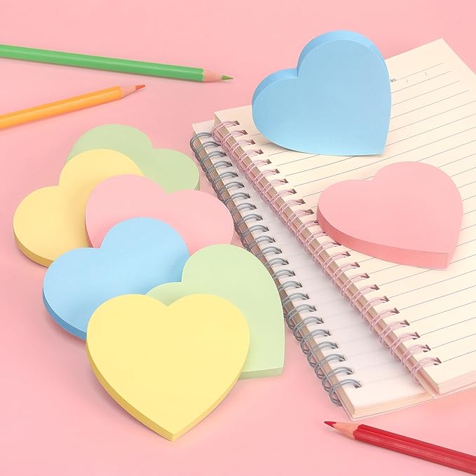 Heart Shape Sticky Notes 4 Color Pastel Colorful Sticky Pad 75 Sheets/Pad Self-Sticky Note Pads