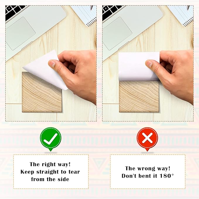 9 Pieces Wooden Pattern Sticky Notes 3x3 Inch Adhesive Wood Grain Memo Notes Self-Stick Note Pads for School Office Home Supplies Students Teachers Present, 9 Styles