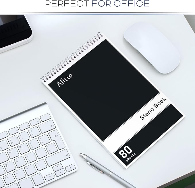 Steno Pads Spiral 6x9-12 Pack Assorted Bright Colors - Perfect for Work, School, and Home Use, Easy Tear-Off Pages, Gregg ruled, White Paper - No Ink Bleeds - 80 Sheets