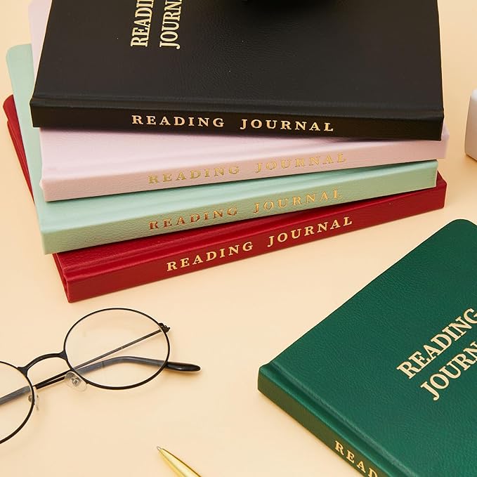 Reading Journal Book Lovers Gifts Book Journal Hardcover Leather For Readers Review and Track Your Reading with 121 Book Reviews, 5.8”x8.3”, Black