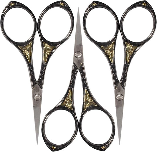 JubileeYarn Sun Motif Embroidery Craft Scissors - Black - 3 Scissors