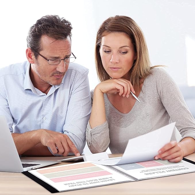 Dunwell 8.5x11 Portfolio Binder (Horizontal), Plastic Presentation Book, 24 Pockets Displays 48 Pages of Letter Size Documents, Certificates, Keepsakes, Art Portfolio Folder, Acid-Free Poly