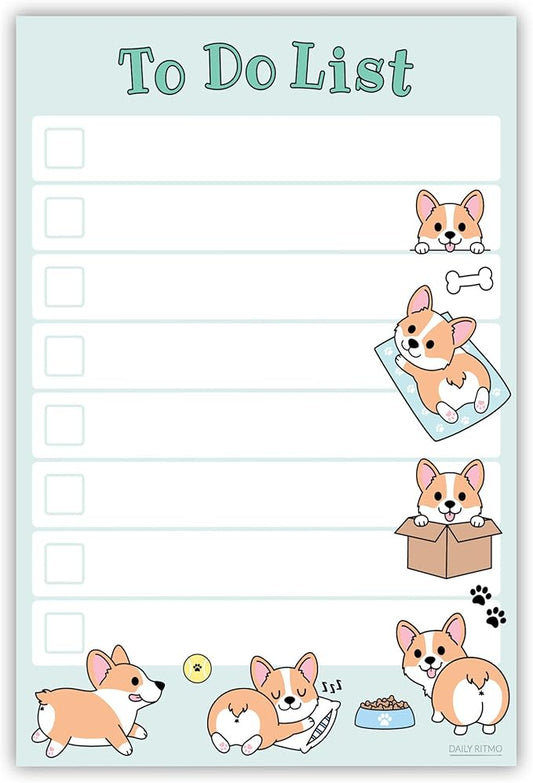 Cute Welsh Corgi Sticky to Do List | Funny Kawaii Corgi Butt Humor Notebook Notepad Note Card | Corgi Lover Gift| 50 Pages 4x6