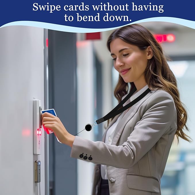 Giancomics Black Lanyards for Id Badges, Lanyards with Retractable Reel, Waterproof ID Badge Holder for Cruise Ships Cards Key, Office Work Name Tag Zip Type Card Protector 2 Pack