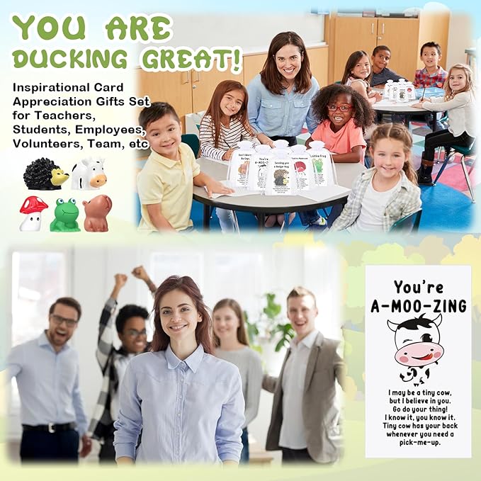 Fumete Employee Appreciation Gifts Bulk for Coworkers Thank You Staff Gift Animal Pun Inspirational Note Cards Funny Resin Office Pocket Favors