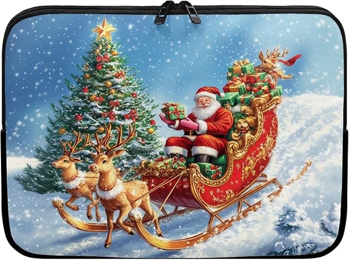 Christmas Deer Laptop Sleeve for Women 10 inch Lap Top Case Slightly Laptop Pouch with Humanize Design Computer Carrying Case Easy to Clean Laptop Accessories Reindeer Tablet Bag