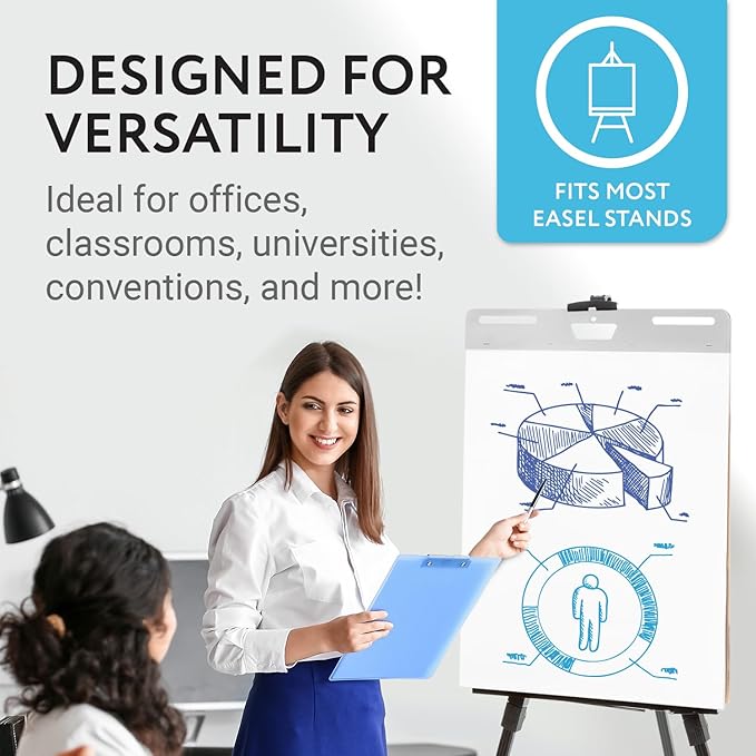 IMPRESA Large Sticky Easel Pads - 5 Pack (30 Sheets Per Pad) - Flip Charts for Classroom and Office - Sticks onto Walls and Whiteboards - White Premium Paper - No Residue (150 Sheets Total)