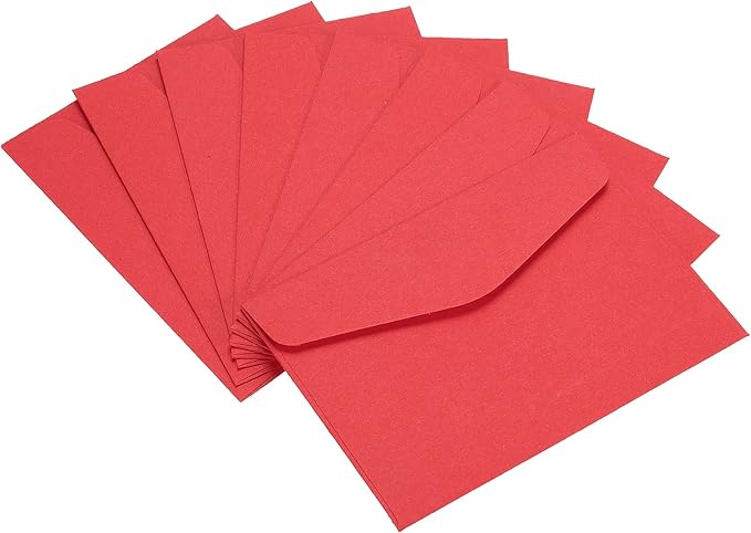 PATIKIL Mini Envelopes, 100 Pack Paper Blank Small Items Storage Business Card Holder for Greeting Note Party, Red