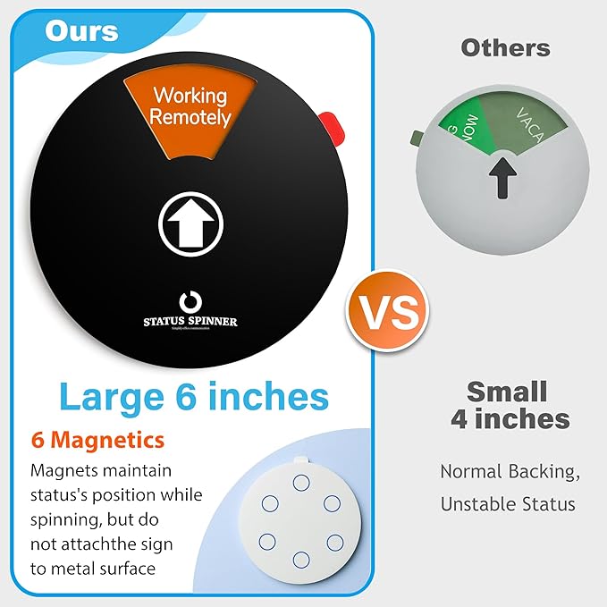 Out Of Office Sign for Door, 6 Options Status Private Sign, In a Meeting, Do Not Disturb, Working Remotely, In Out Sign Available and Away