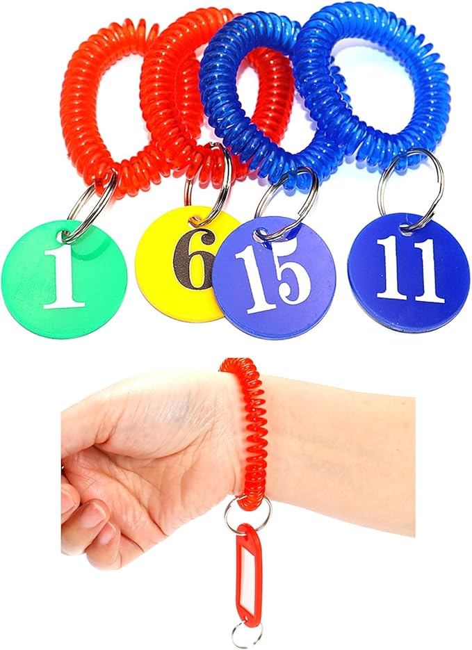 Pack of 36 Colorful Spring Spiral Wrist Coil Key Chain, Wristband Key Ring (Assorted Color)