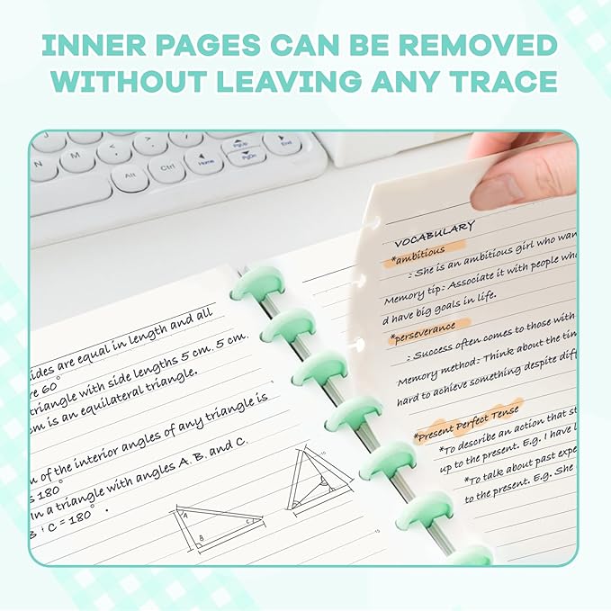 Discbound Notebook, 8-Disc Disbound Planner with Removable Pages, 180 Pages Spiral Notebook, Poly Cover Discbound Planner for Work, Travel, Note Taking(With Index Sticker),Green,A5