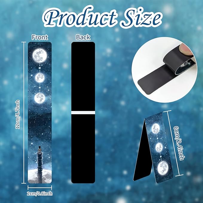 24 PCS Cool Magnetic Bookmarks, Space Starry Night Bookmarks for Book Lovers, Bulk Bookmarks for Men, Unique Book Mark for Boys, Girls, Students, Classroom Gifts, School Prize, Reading Present