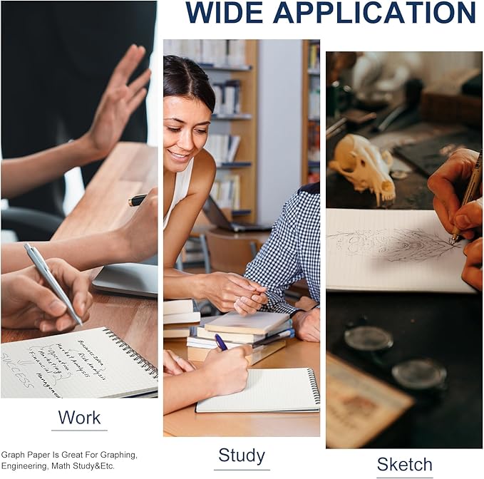 Graph Paper Spiral Notepad A5 Top Wirebound Notepad Grid Notebook Steno Pads Memo Notebook Grid Paper 140 Pages for Writing Sketching Drawing Office Supplies(Blue,12 Pack)