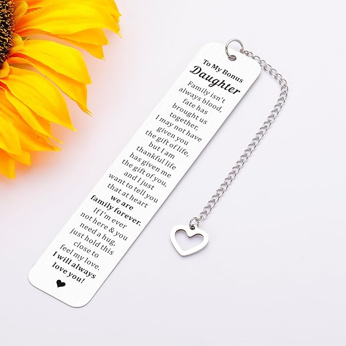 Bonus Daughter Gifts - to My Bonus Daughter Bookmarks Unbiological Daughter Gifts Stepdaughter Gifts for Stepmom Mother Daughter Gifts from Mom Birthday Christmas Valentines Gifts for Daughter