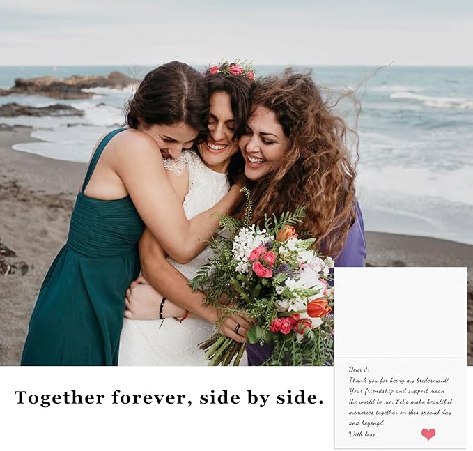 14 PACK Thank You for Being My Bridesmaid Card |Blank Inside Wedding Ceremony Thank You Card | Premium Recycled Linen Cardstock | With Matching Envelope | 5.9"x3.9"