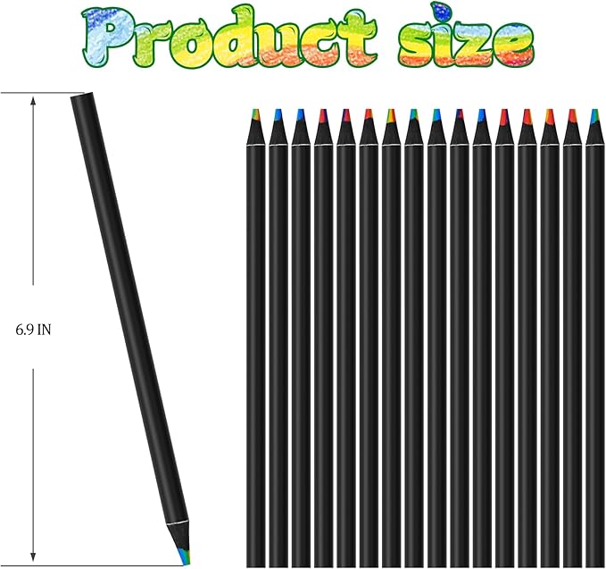 7 Color in 1 Rainbow Colored Pencils, Black Wooden Pencils, Multicolored Art Supplies for Coloring Drawing Sketching, Pre-sharpened 16Pcs