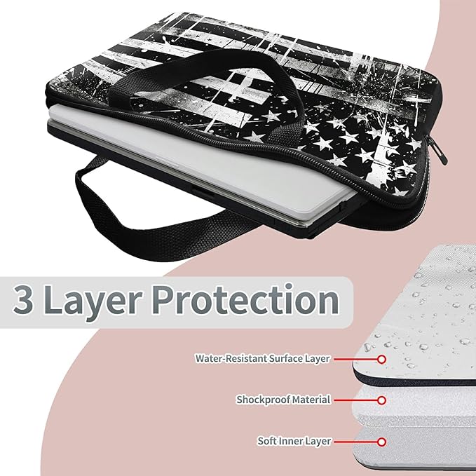 Universal Laptop Sleeve Tablet Case 12 inch, Retro Dirty Flag Slim Carrying Case Durable Handbag Travel Laptop Bag for Surface Pro 9 8 7/Laptop Go 2 3, MacBook Air 11/12