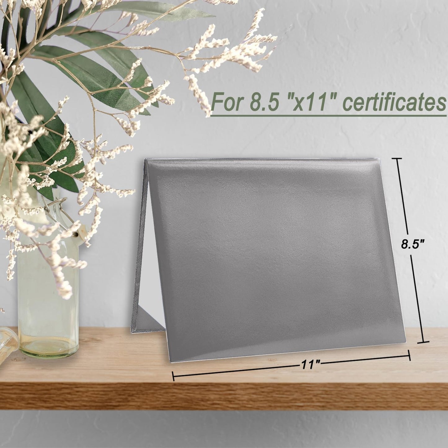 Diploma Cover 8.5x11 Inch, Graduation Certificate Holder - Elegant Faux Leather Folder for Graduation, Wedding Officiant,Grey-1 Pack