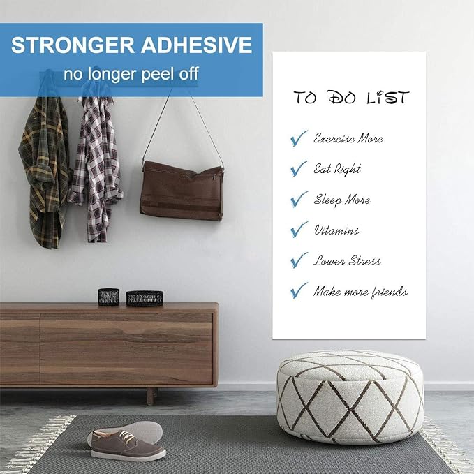 White Board Wallpaper, White Board Roll, Stick on White Boards for Wall, 1.44x11ft Peel and Stick Dry Erase Roll, Stain-Proof, Super Sticky Whiteboard Sticker Wall Decal for Wall/Table/Door,3 Markers