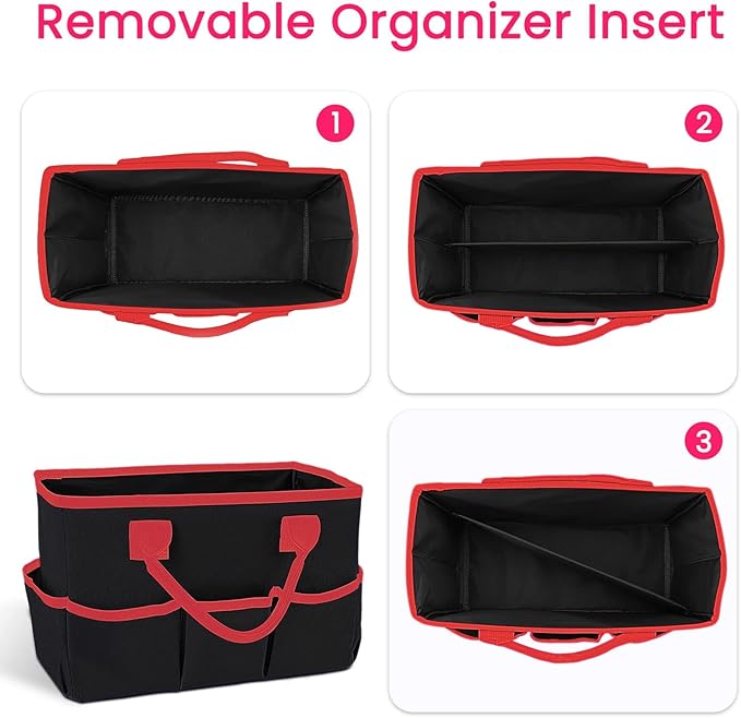 Godery Desktop File Folder Tote and Stock Organize, Fundamentals Art Organizer Storage Craft Tote Bag for Office Desk Organize, Make-up Storage Tote with Handles for Travel or Daily Use, Black