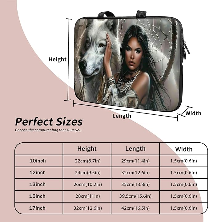 Universal Laptop Sleeve Tablet Case 12 inch, White Wolf Slim Carrying Case Durable Handbag Travel Laptop Bag for Surface Pro 9 8 7/Laptop Go 2 3, MacBook Air 11/12