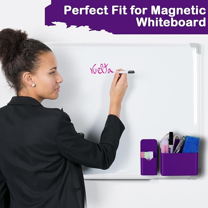 Magnetic Pen Holder,2 Pack Magnetic Dry Erase Marker Holder with Generous Compartments,Strong Magnet Storage Marker Pen Pencil Organizer for Refrigerator,Whiteboard,Locker Accessories