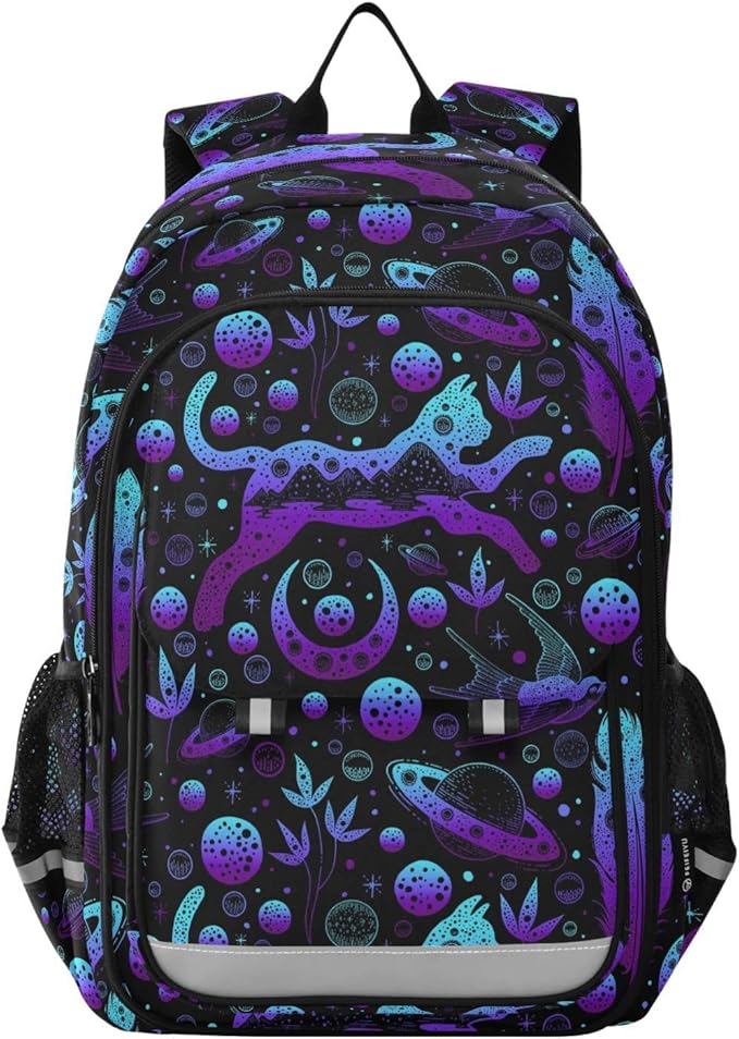 ALAZA Boho Witch Cat Moon Laptop Backpack Purse for Women Men Travel Bag Casual Daypack with Compartment & Multiple Pockets