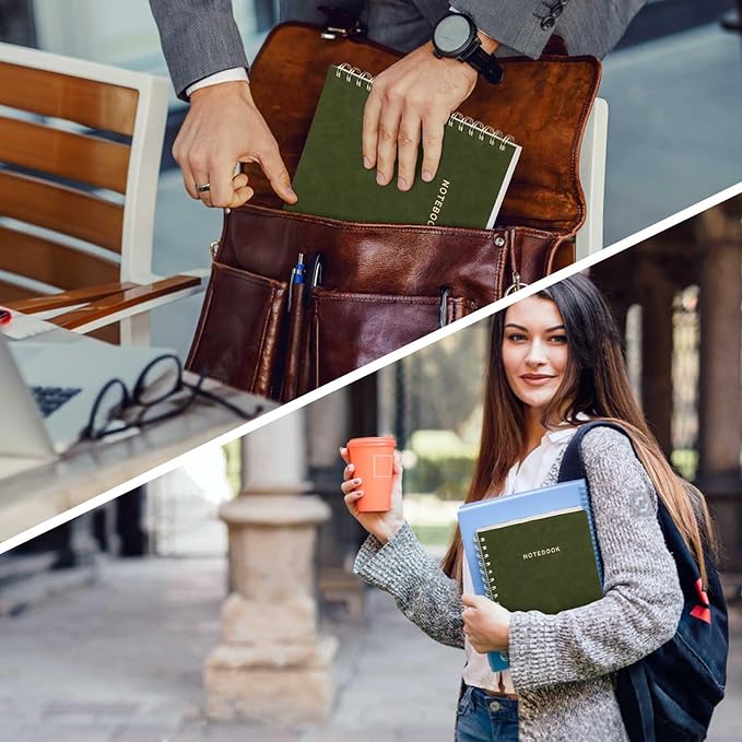 Spiral Notebook College Ruled Soft Cover Suede Aesthetic Note book 160 Pages 8.5" x 6.34" For Work Note taking,Journals For Writing School Office With Double-Sided Pocket,100GSM Thick Paper