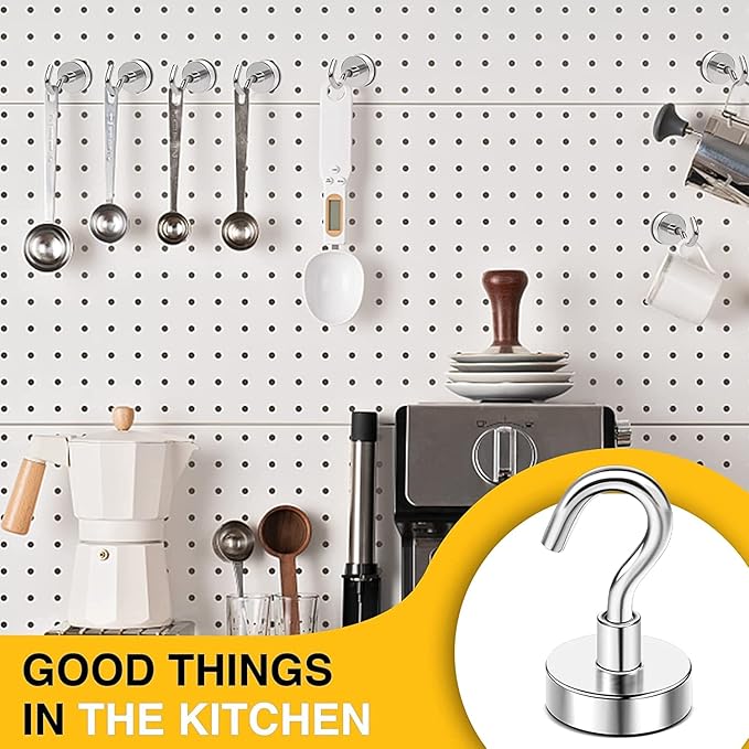 DIYMAG Magnetic Hooks, 30Lbs Strong Heavy Duty Cruise Magnet S-Hooks for Classroom, Fridge, Hanging, Cabins, Grill, Kitchen, Garage, Workplace and Office etc, (150 Pack-Silver),Screw in Hooks