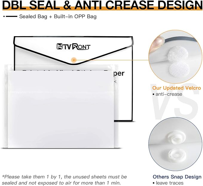 HTVRONT Printable Vinyl for Inkjet Printer & Laser Printer - 40 Pcs Matte White Inkjet Printable Vinyl Sticker Paper, 8.5"x11"(140 g)