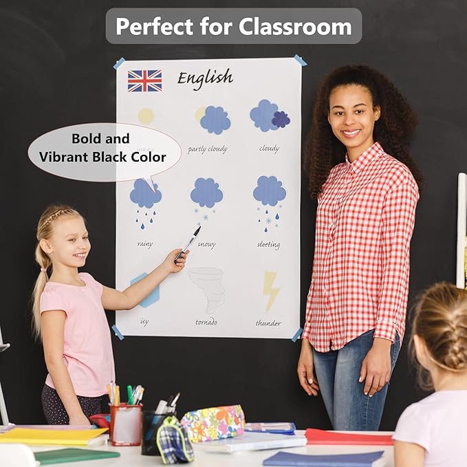 SFAIH Fine Tip Dry Erase Markers - 12 Pack Black Whiteboard Erasable Markers Bulk for Kids Adults, Ideal for Classroom School Office Home Use on White Board, Non-Toxic Easy Clean