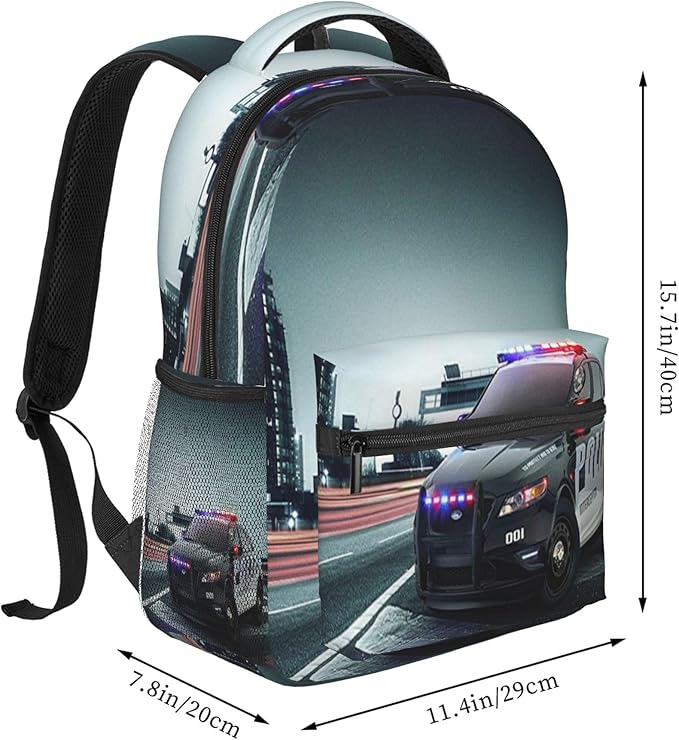 Police Backpack Travel Laptop Backpacks Police Car Ruckasck Book Bags School Bag for Boys Girls Kids Childrens Teenager Men Women