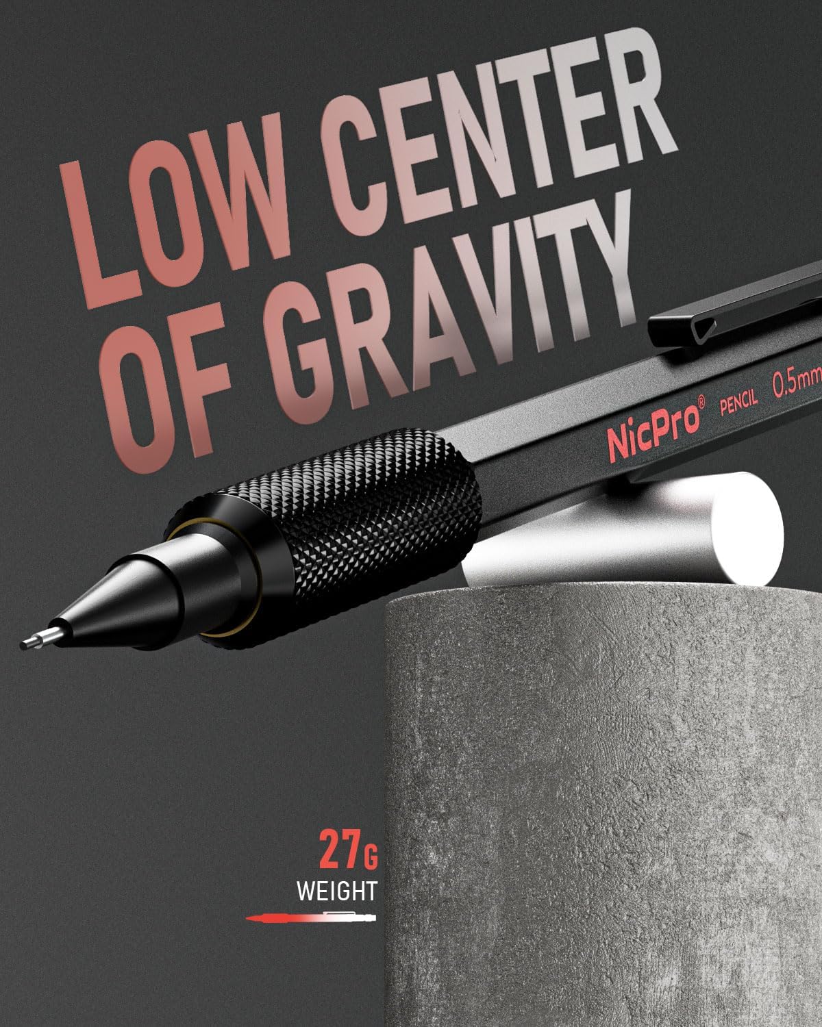 Nicpro 0.5 mm & 0.7 mm Mechanical Pencil Set with Case, MP2000 Metal Artist Mechanical Pencil With 6 Tube HB 2B Lead Refills, Eraser, Weatherproof Barrel for Outdoor Writing Drafting Sketching