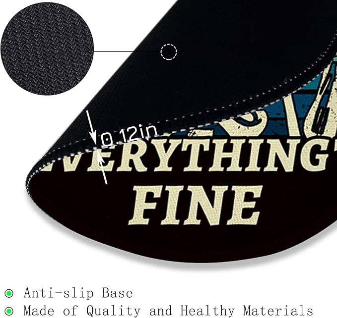 Gctriki Skull Mouse Pad, Funny Round Mouse Pads for Desk, Skeleton Small Mousepad for Laptop Gaming, Stitched Edge Non-Slip Rubber Base, Funny Cute Office Desk Accessories Decor for Women It's Fine