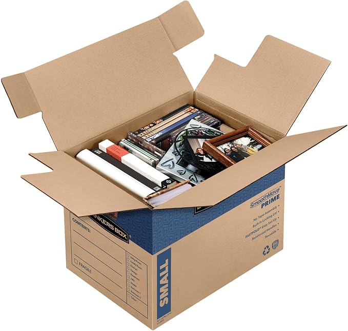 Bankers Box Small Prime Moving Box 10 Pack, Reinforced Handles, Tape-Free Assembly, Attached Lid, 16-in x 12-in x 12-in (0062716)