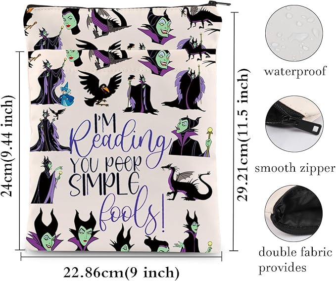 KEYCHIN Villain Witch Book Sleeve Villain Movie Fans Gifts I'm Reading You Poor Simple Fools Book Cover Protector for Bookish Book Nerd (I'm Reading-BS)