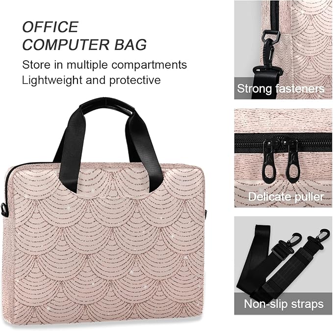 ALAZA Rose Gold Glitter Mermaid Scales Laptop Messenger Bag Case Sleeve Briefcase Women, Multi02
