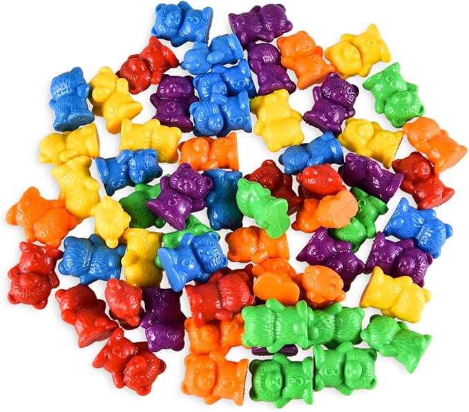 Timoo Colored Counting Bears, 60 PCS Color Sorting Bears (Green & Purple & Blue & Orange & Red & Yellow)