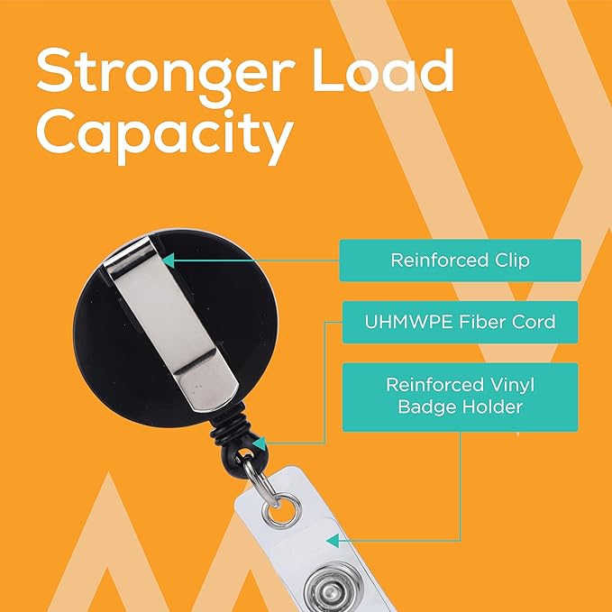 Will Well Badge Holders with Belt Clips for Securing onto Pockets and Purse Straps, with Retractable 27.5" UHMWPE Fiber Pull Cords, Strong Build with Fun Designs - 2-Pack, Cheetah Print