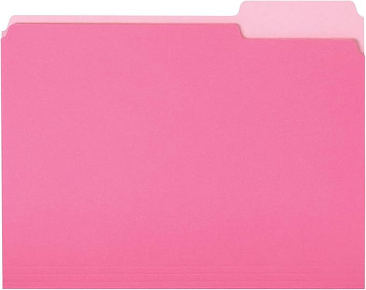 Amazon Basics File Folders, Letter Size, 1/3 Cut Tab, Pink, 36-Pack