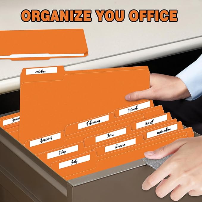 File Folders,IntoJoy 120 Pack Colored File Folder Letter Size, 1/3 Cut Tab Filing Folders for Office School Business File Document Organization,Orange