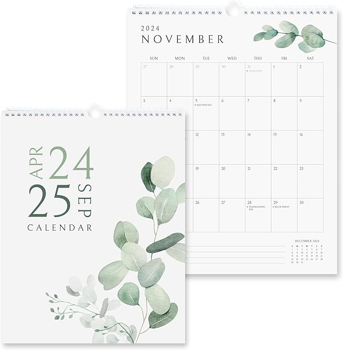 Vertical Greenery Wall Calendar 2024-25, 18 Months Calendar for Wall (April 2024 to September 2025) 11x13.5 Inches Premium Quality with Spiral Twin-Wire Binding