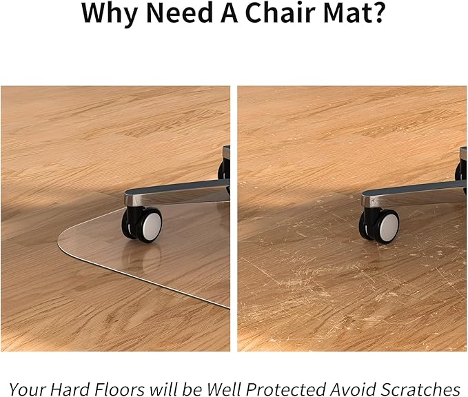 WASJOYE Office Chair Mat for Hard Floor, 30 x 48in Transparent Chair Mat