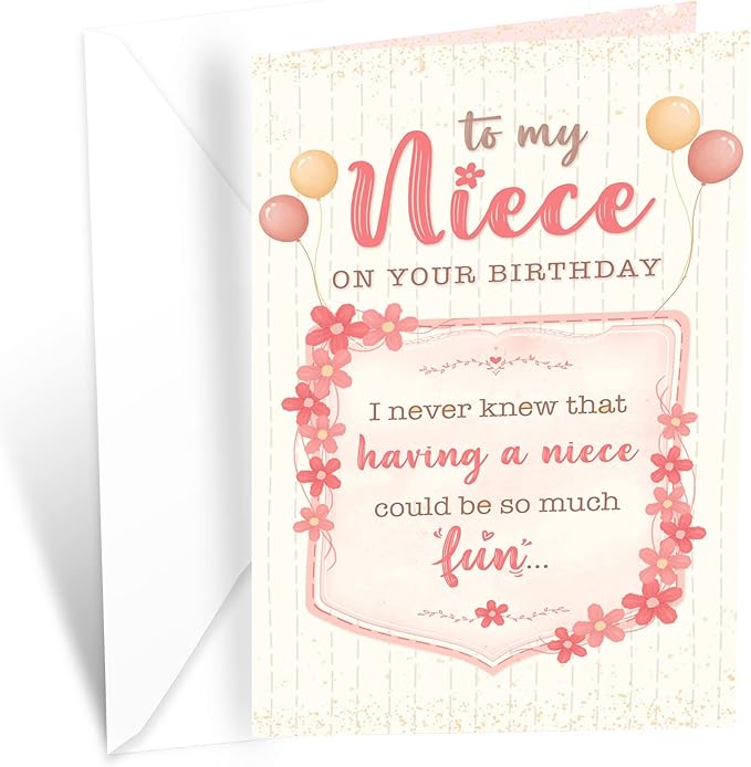 Prime Greetings Birthday Card For Niece, Made in America, Eco-Friendly, Thick Card Stock with Premium Envelope 5in x 7.75in, Packaged in Protective Mailer