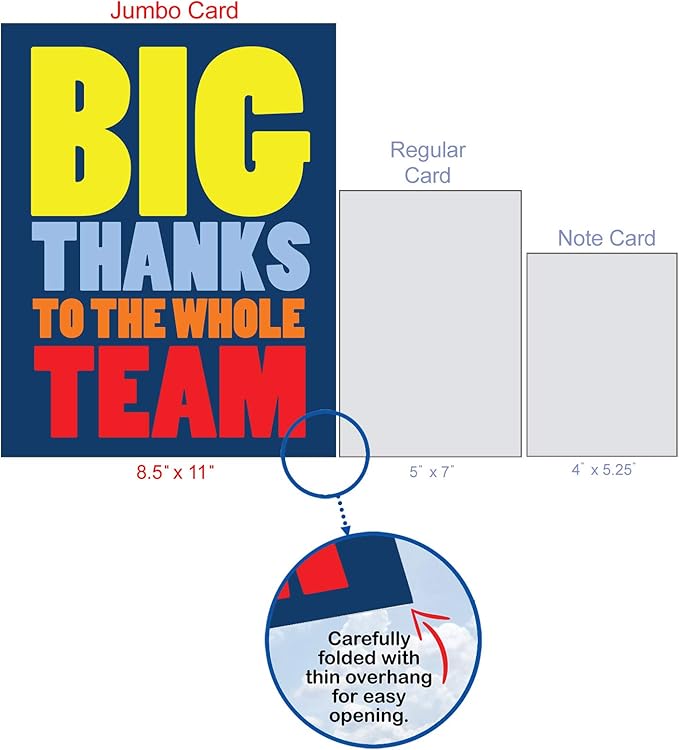 NobleWorks - Jumbo Thank You Greeting Card (Team) 8.5 x 11 Inch with Envelope (1 Pack) Large To The Whole Team J9150TYG